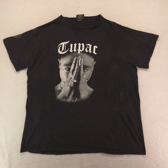 2Pac Tupac Rap Short Sleeve Graphic Crew Neck T Shirt Mens Size XL Black - Picture 2 of 9